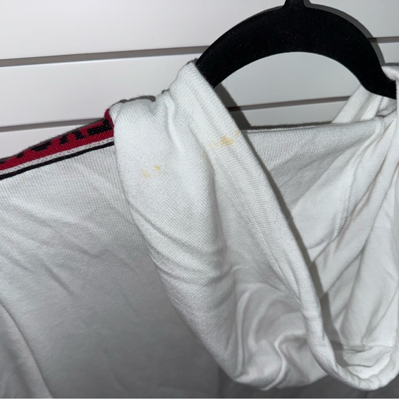 Armani Exchange Mens Zip Up Hoodie White & Red AX Arm Stripe Logo Sweater Medium - Picture 7 of 7